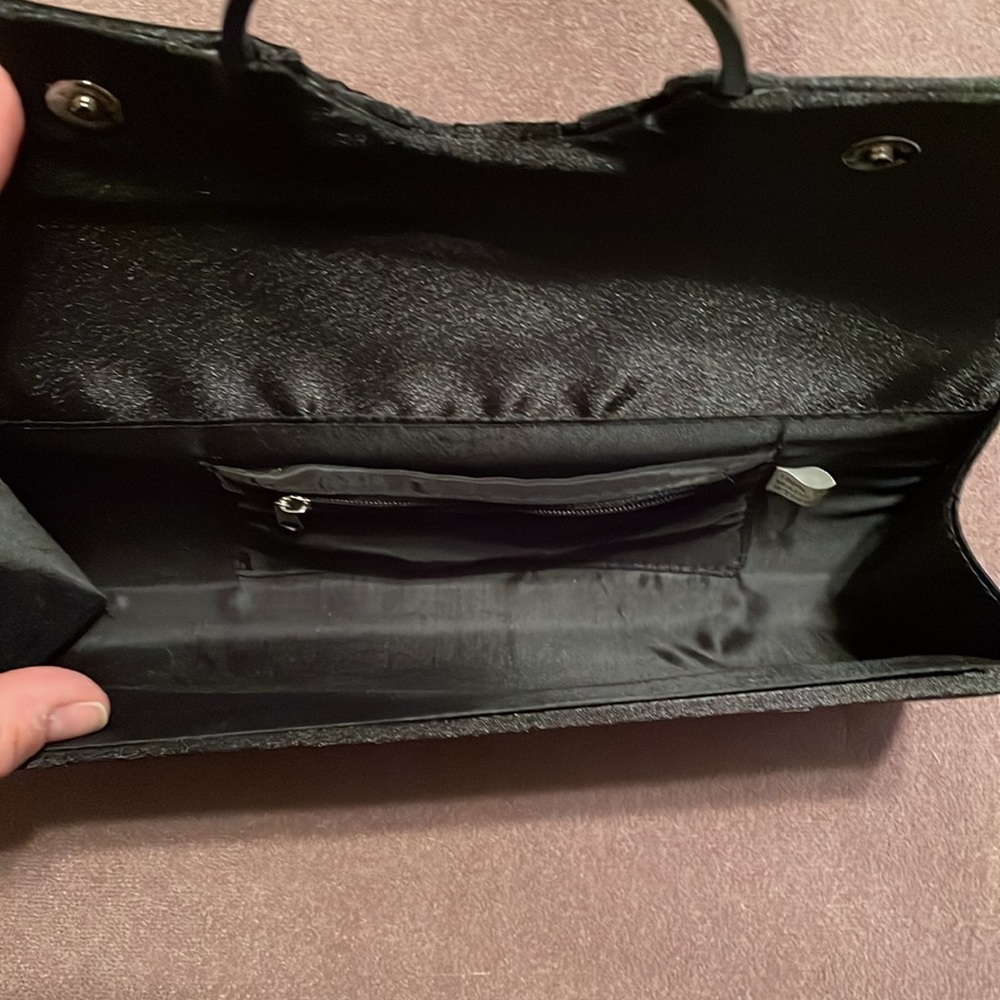 Bijoux Terner black satin clutch with rhinestones like new! - Picture 9 of 15